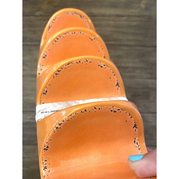 Tommy Bahama Taco Holder  Orange Crackle Rustic Melamine Set of 2 Taco Holders - Picture 5 of 7